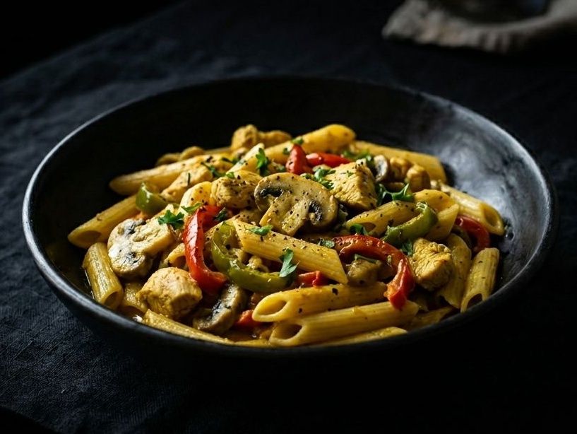 Köri Soslu Tavuklu Penne